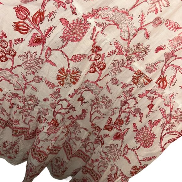 nibi-mtk red white toile floral print flutter sleeve Bohemian Beach Dress XS - Picture 5 of 6